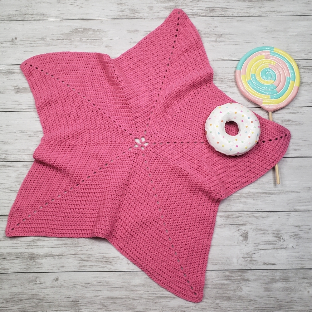 Baby Blanket Star Baby Girl Newborn Hand Crafted Crochet Heirloom Adorable